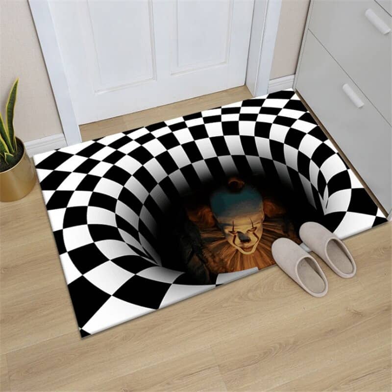 Clown Trap Visual Carpet Living Room Bedroom Floor Mat 3D Halloween Carpet Sewer Manhole Cover Clown Horror Home Carpet