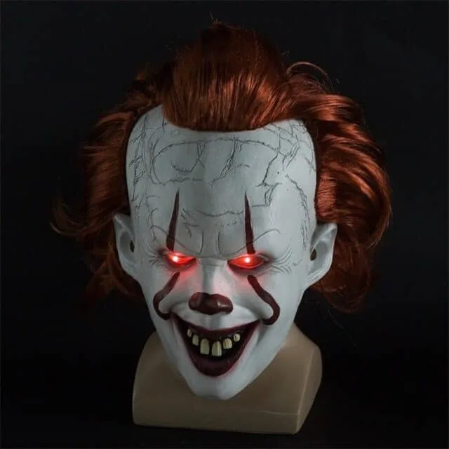 New LED Horror Pennywise Joker Scary Mask Cosplay Stephen King Chapter Two Clown Latex Masks Helmet Halloween Party Props